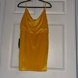 Ever-Pretty Yellow Velvet Dress